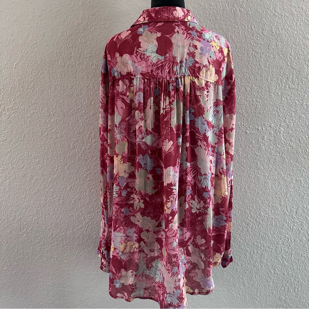 Pilcro by Anthropologie Floral Button Front Shirt Top XL - Picture 4 of 9